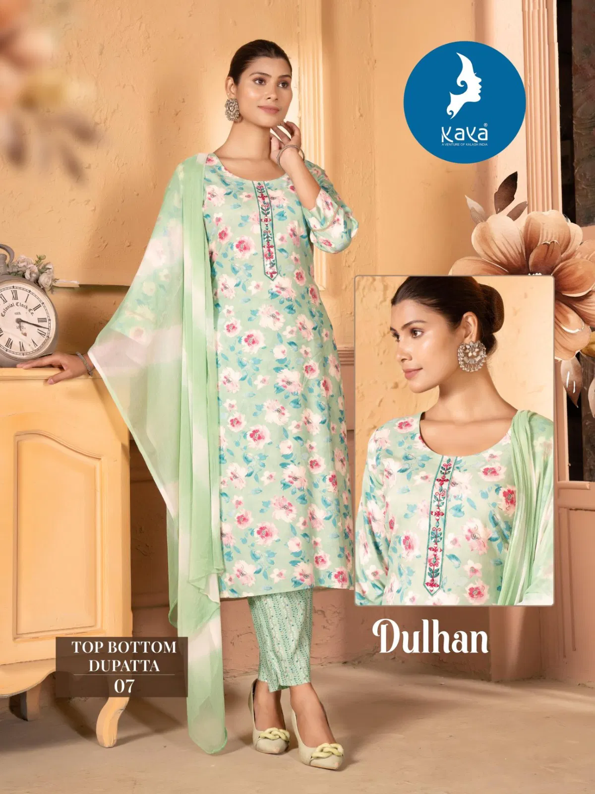 Dulhan By Kaya Rayon Printed Kurti With Bottom Dupatta Wholesalers In Delhi